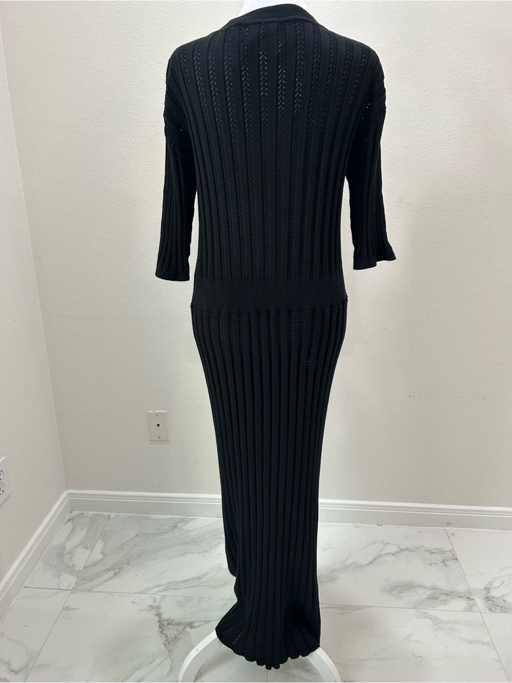 Varley by Anthropologie Black Zip-Front Midi Knit Dress, Size XL - Picture 10 of 11